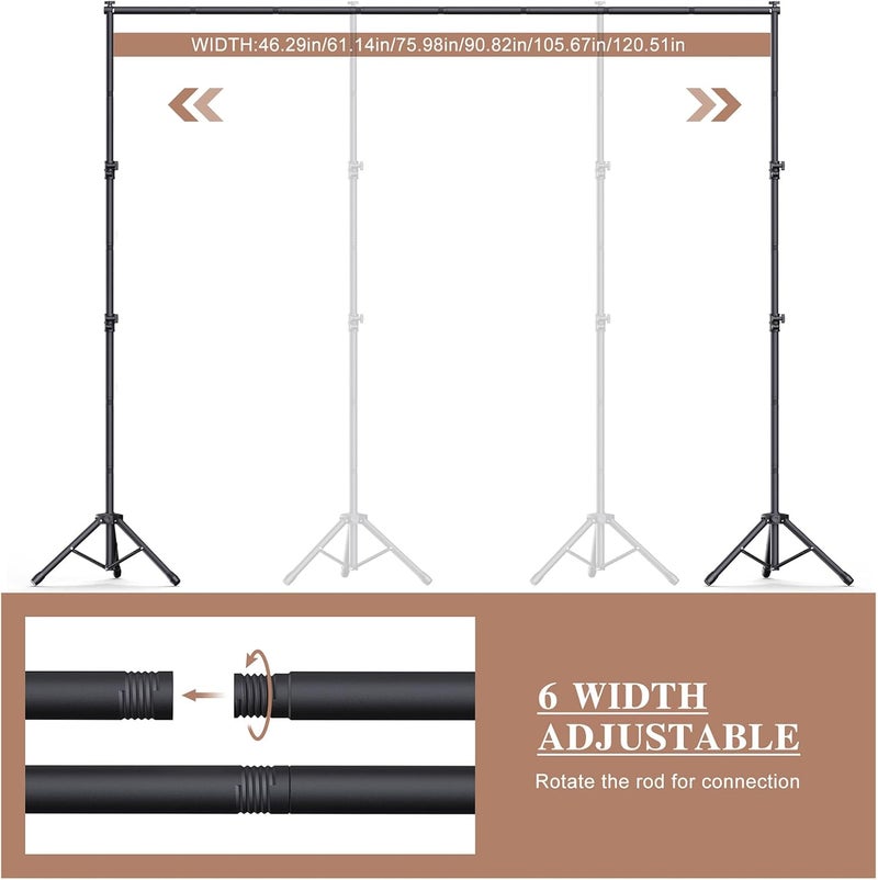 Forlogic Backdrop Stand 10×8ft (W×H) Adjustable Backdrop Support Ground Kit Photography Photo Shoot Backdrop Stand for Parties with Sandbags, Spring Clips, Carrying Bag - Image 2